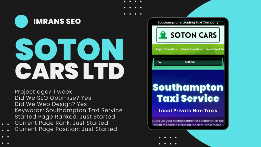 Southampton Taxi Company web design and seo
